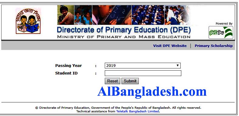 PSC Result 2019 Marksheet