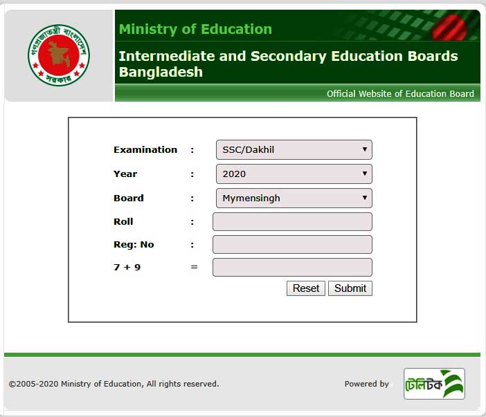 SSC result 2020 Mymensingh Education Board online 