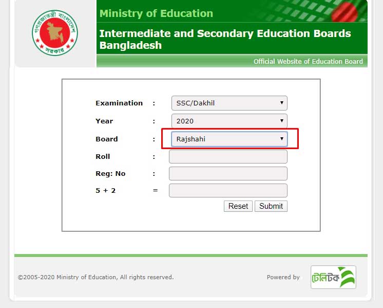 SSC result 2021 Rajshahi Board online Process