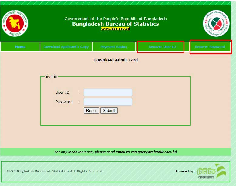 BBS USER ID and Password Recovery