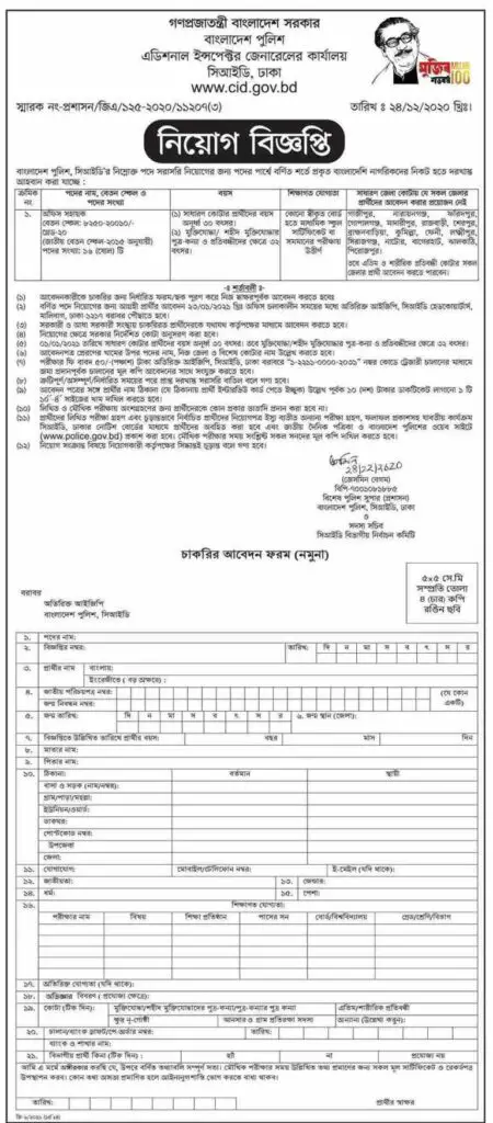 CID Job Circular 2021