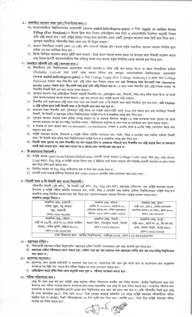 Degree 3rd Year Form Fill up Notice 2022