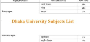 Dhaka University Subject List - All Units(A, B, C, D)