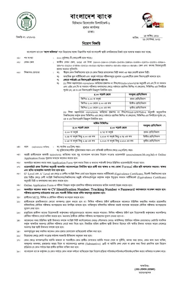 Bangladesh Bank Limited Job Circular 2021