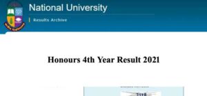 Honours 4th Year Result 2021