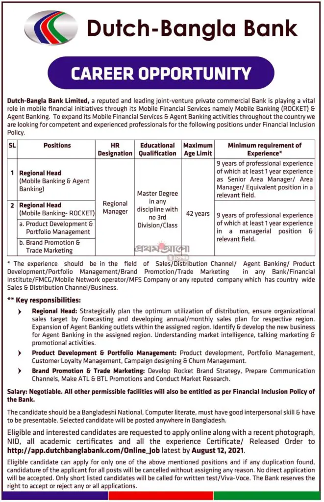 DBBL Job Circular 2021