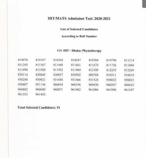 IHT Result 2021