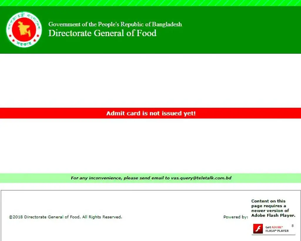 DGFOOD Admit Card 2021 Download