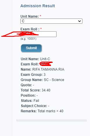 Rajshahi University CGa unit Admission Result 2021