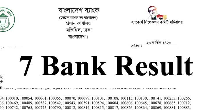7 Bank Exam Result 2021(প্রকাশিত) – Senior Officer