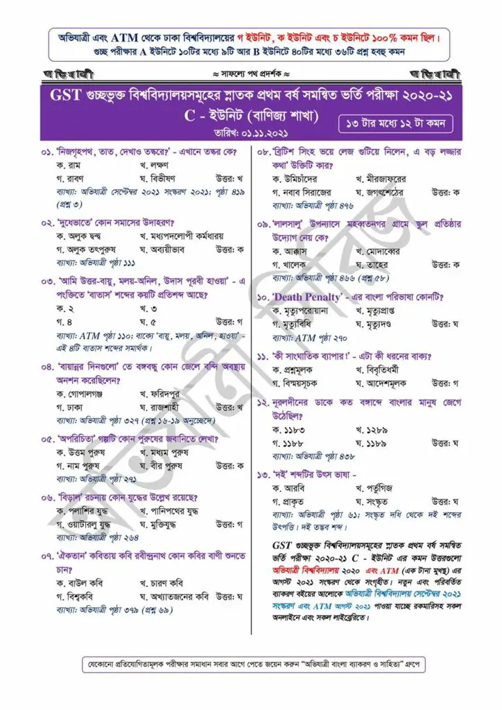 GST C Unit Question Solution 2021