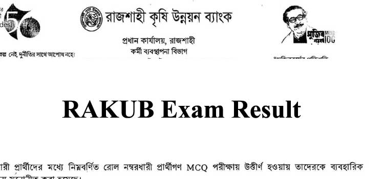 RAKUB Exam Result 2021 – Rajshahi Krishi Unnayan Bank