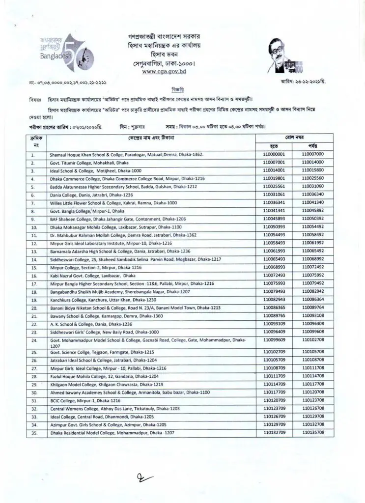 CGA Seat Plan 2021