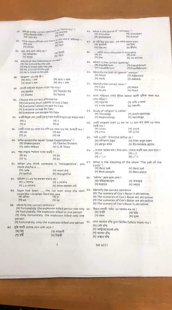 DGFOOD Assistant Sub Inspector Question 2021