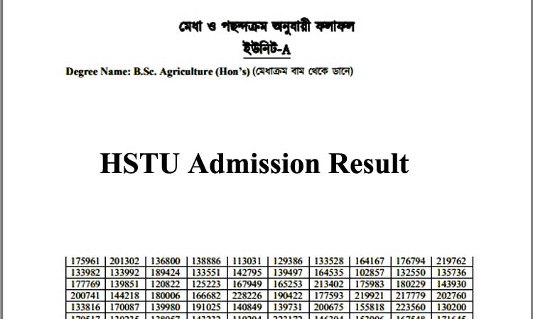 HSTU Admission Result 2021 – হাবিপ্রবি ভর্তির ফলাফল