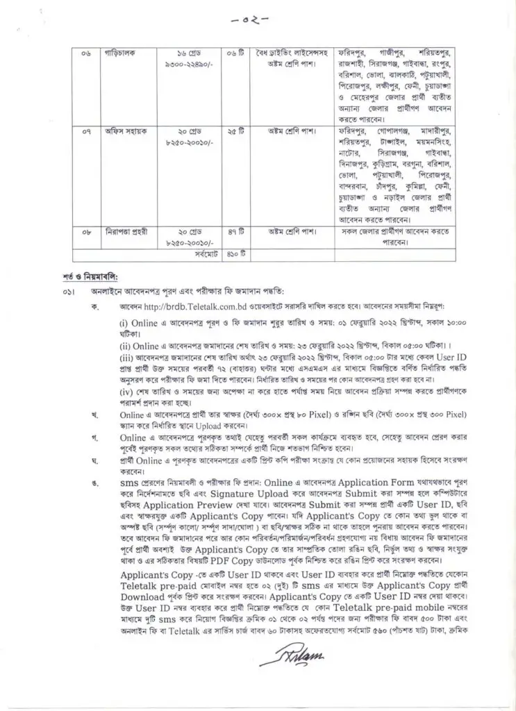 BRDB Job Circular 2022 Three