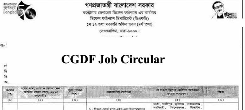 CGDF Job Circular 2022 – Junior Auditor