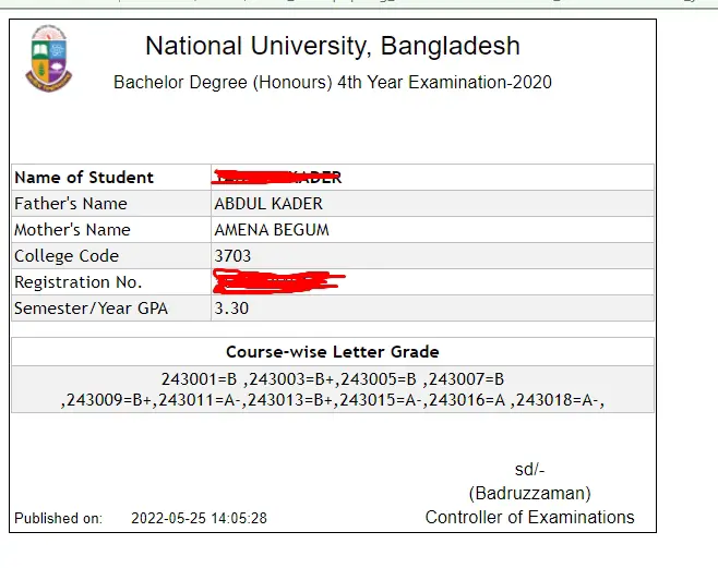 Nu Honours 4th Year Result 2022 Available