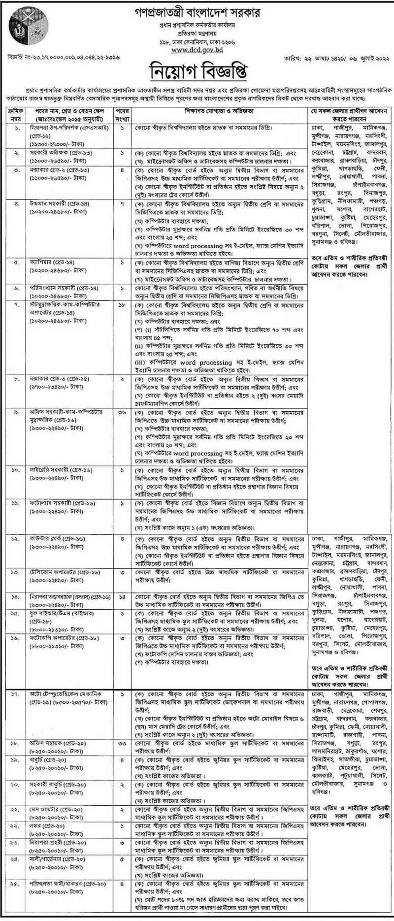 DCD (3) Job Circular 2022