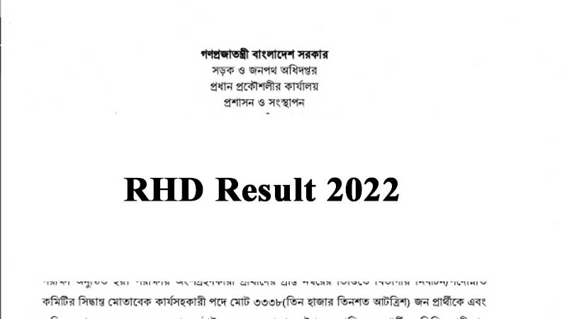 RHD Result 2022 – Work Assistant & Office Assistant